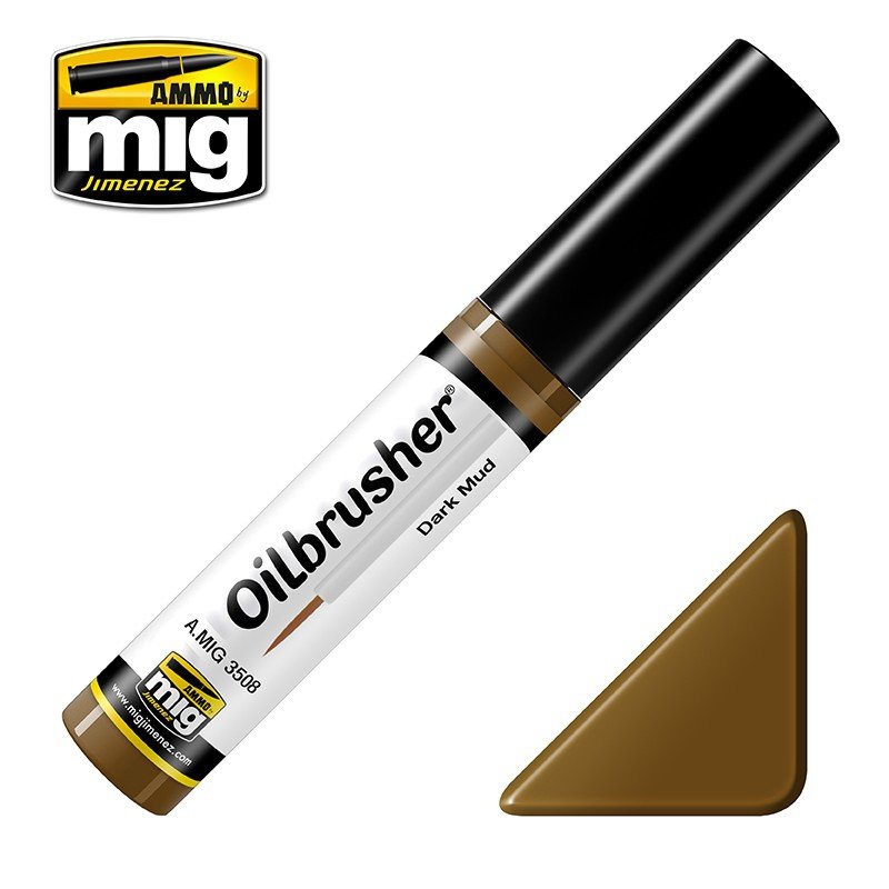 AMMO of Mig Jimenez 3508 Oilbrusher DARK MUD - oil paint with brush