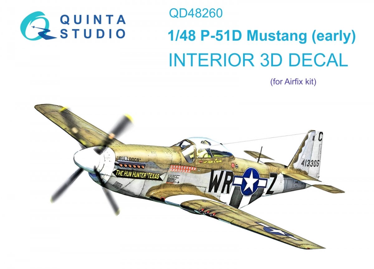 Quinta Studio QD48260 P-51D Early 3D-Printed &amp;amp; coloured Interior on decal paper ( Airfix ) 1/48