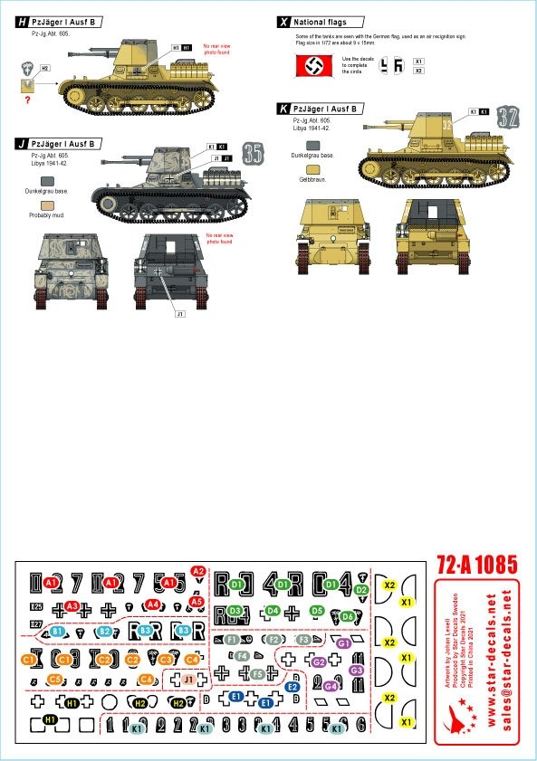 Star Decals 72-A1085 Panzer dans le désert #2. PzKpfw I Ausf B, Kleiner Pz-Befehls Wagen IB et Pz-Jäger IB en Afrique du Nord 1/72 – image 2