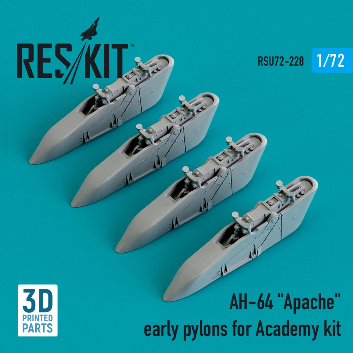 RESKIT RSU72-0228 AH-64 "APACHE" EARLY PYLONS FOR ACADEMY KIT (3D PRINTED) 1/72