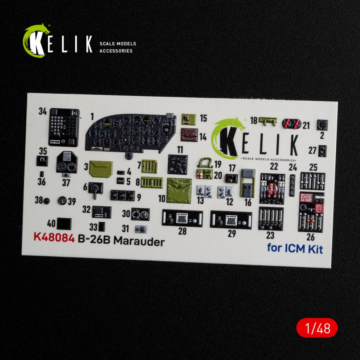 KELIK K48084 B-26B Marauder interior 3D decals for ICM kit 1/48 – zdjęcie 3