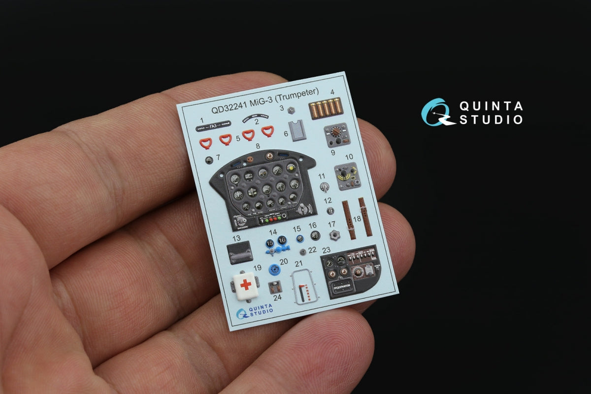 Quinta Studio QD+32241 MiG-3 3D-Printed &amp;amp; coloured Interior on decal paper (Trumpeter) (with 3D-printed resin parts) 1/32 – immagine 5