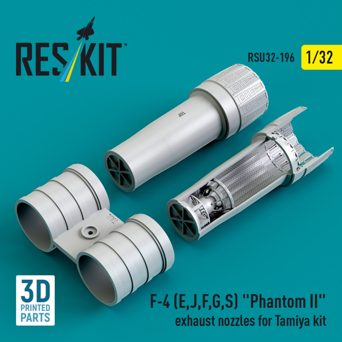 RESKIT RSU32-0196 F-4 (E, J, F, G, S) &amp;quot;Phantom II&amp;quot; exhaust nozzles for Tamiya kit (3D Printed) 1/32 – Bild 2