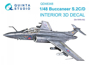 Quinta Studio QD48348 Buccaneer S.2C/D 3D-Printed &amp;amp; coloured Interior on decal paper (Airfix) 1/48