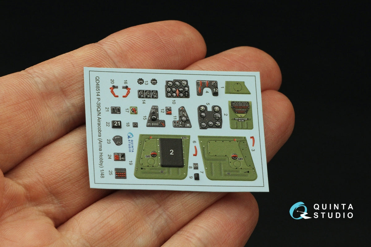Intérieur coloré imprimé en 3D sur papier décalcomanie pour P-39Q/N Airacobra (Arma Hobby) Quinta Studio QD48514, échelle 1/48 – image 2