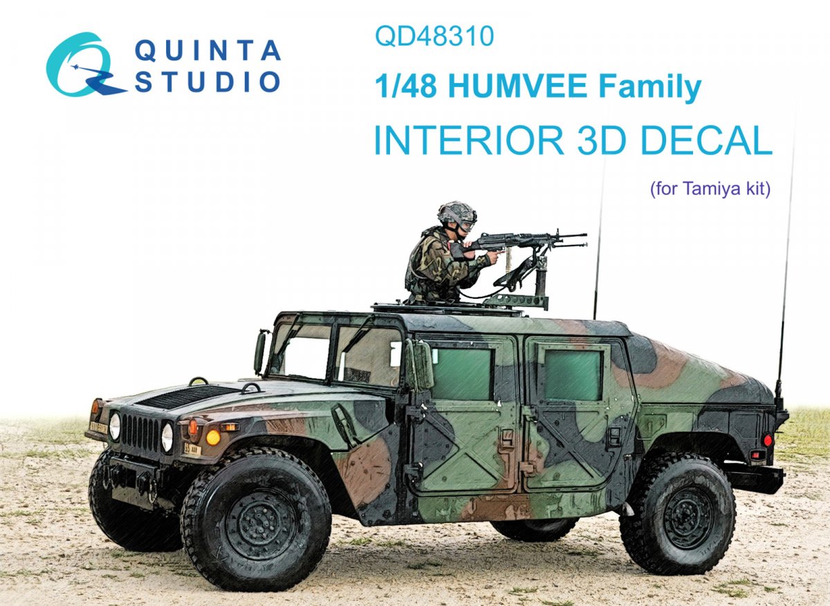Quinta Studio QD48310 HUMVEE family 3D-Printed &amp; colored Interior on decal paper (Tamiya) 1/48