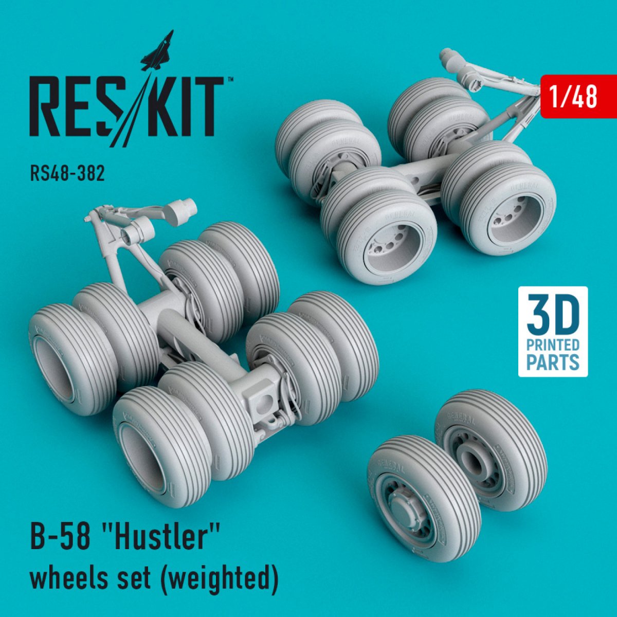 RESKIT RS48-0382 B-58 "HUSTLER" WHEELS SET (WEIGHTED) 1/48