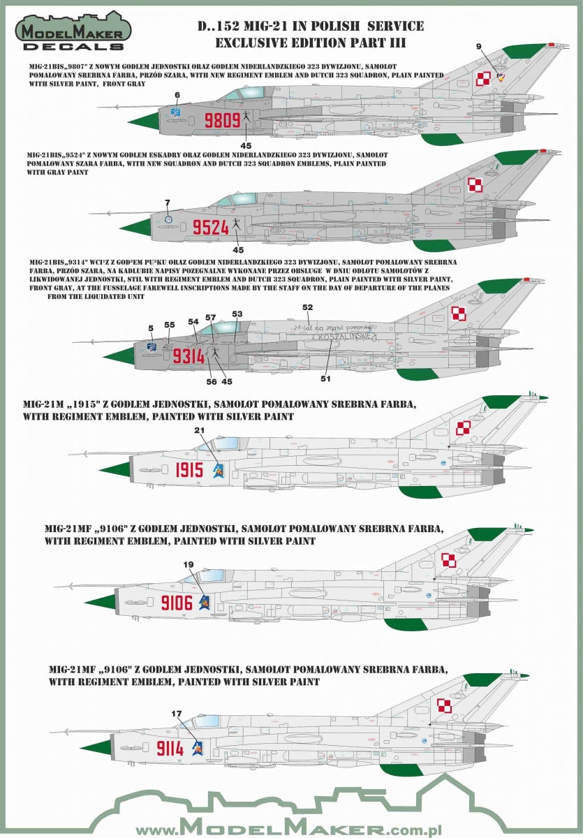 ModelMaker Decals D48152 MiG-21 in Polish service exclusive edition part III 1/48 – immagine 5