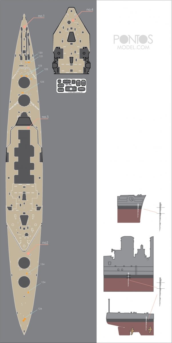 Pontos 35020WD1 HMS Hood Wooden Deck set Type 1 1/350 – immagine 4