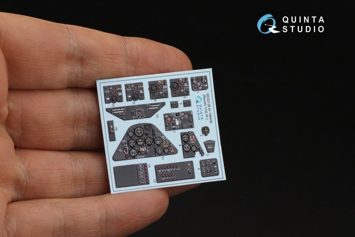 Quinta Studio QD32138 Ar 196A/B 3D-Printed &amp;amp; coloured Interior on decal paper (Revell) 1/32 – immagine 3