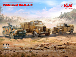 ICM DS3529 Vehicles of the D.A.K (s.E.Pkw Kfz.70 with Zwillingssockel 36, Typ L3000S, le.gl.Einheitz-Pkw Kfz.2) 1/35 – Bild 2