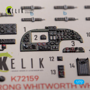 KELIK K72159 ARMSTRONG WHITWORTH WHITLEY MK.V - interior 3D decals for Airfix kit 1/72 – immagine 2