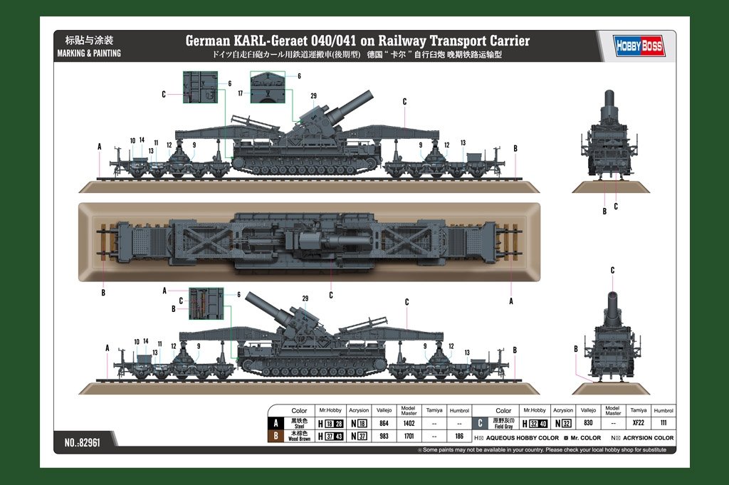 Hobby Boss 82961 German KARL-Geraet 040/041 on Railway Transport Carrier 1/72 – Bild 2