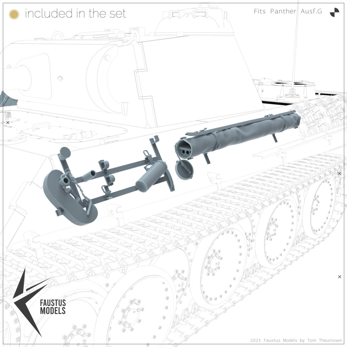 Faustus Models FM35021 Panther Tool Racks (Battle worn) 1/35