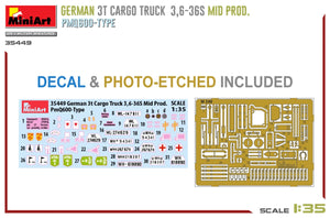 Miniart 35449 GERMAN 3T CARGO TRUCK 3,6-36S MID PROD. PMQ600-TYPE 1/35 – Bild 7