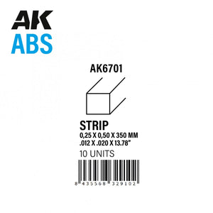 AK Interactive AK6701 STRIPS 0.25 X 0.50 X 350MM – ABS STRIP – 10 UNITS PER BAG – immagine 2
