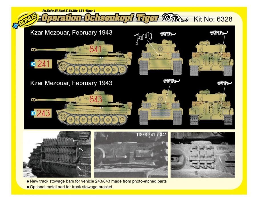 Dragon 6328 WWII German Pz.Kpfw.VI Tiger I Early Production 501 abt Operation Ochsenkopf 1/35 – image 5