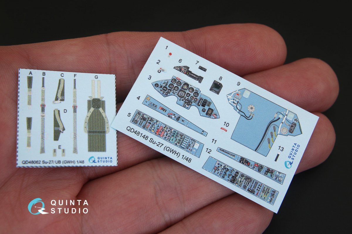 Quinta Studio QD48148 Su-27 3D-Printed &amp;amp; coloured Interior on decal paper (for GWH kit) 1/48 – imagen 3