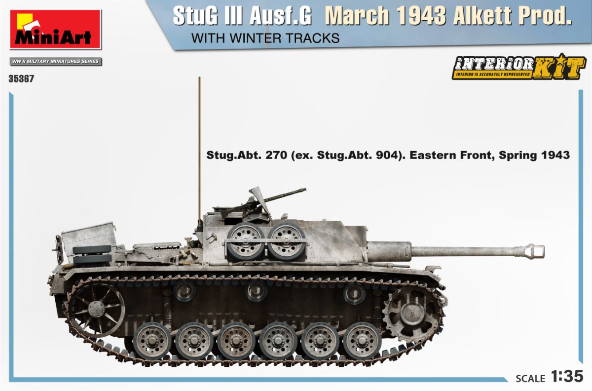 Mini Art 35367 StuG III Ausf. G Mars 1943 Alkett Prod. AVEC CHENILLES D&amp;#39;HIVER. KIT INTÉRIEUR 1/35 – image 3