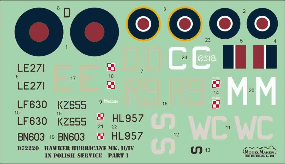 ModelMaker Decals D48220 Hawker Hurricane Mk.II/IV in Polish service part 1 1/48 – immagine 2