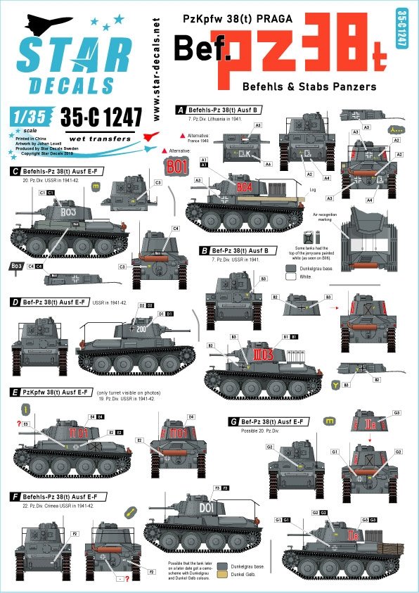 Star Decals 35-C1247 PzKpfw 38(t) Prague 1/35