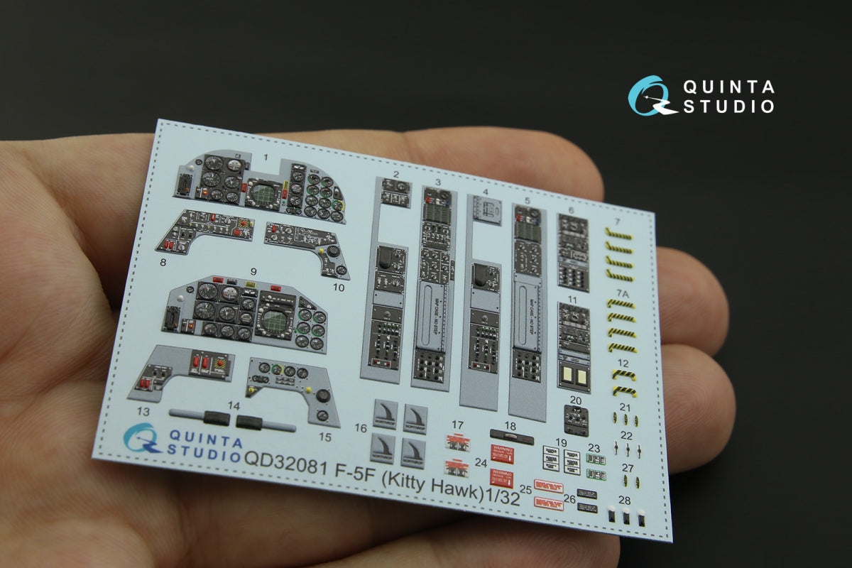 Quinta Studio QD32081 F-5F 3D-Printed coloured Interior on decal paper (for KittyHawk kit) 1/32 – Bild 3