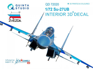 Quinta Studio QD48001 Yak-3 3D-Printed &amp;amp; coloured Interior on decal paper (for 4814 Zvezda kit) 1/48