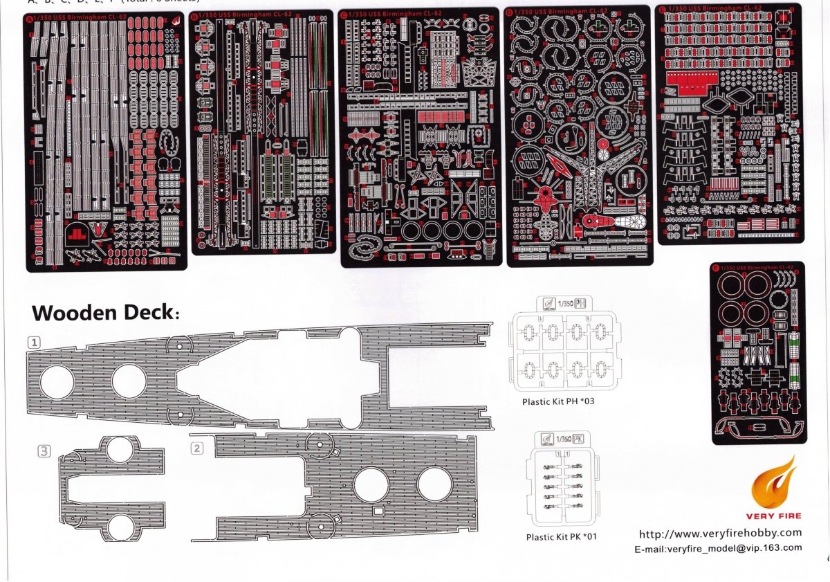 Very Fire VF350921DX U.S. Navy Light Cruiser USS Birmingham CL-62 DX ( Deluxe edition ) 1/350 – immagine 3