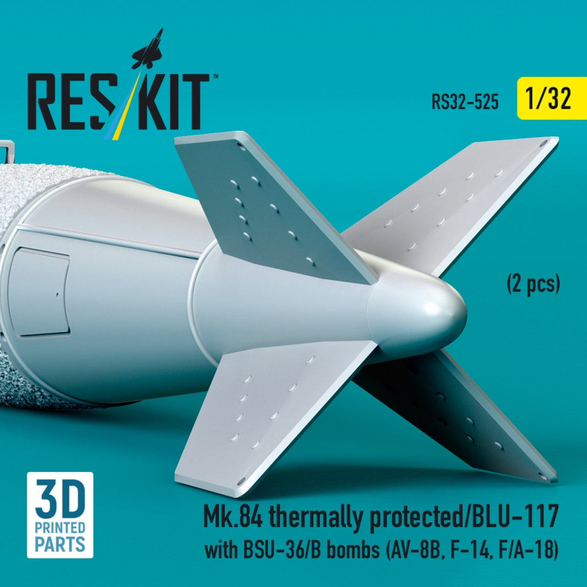 RESKIT RS32-0525 Mk.84 à protection thermique/BLU-117 avec bombes BSU-36/B (2 pièces) (Impression 3D) 1/32 – image 3