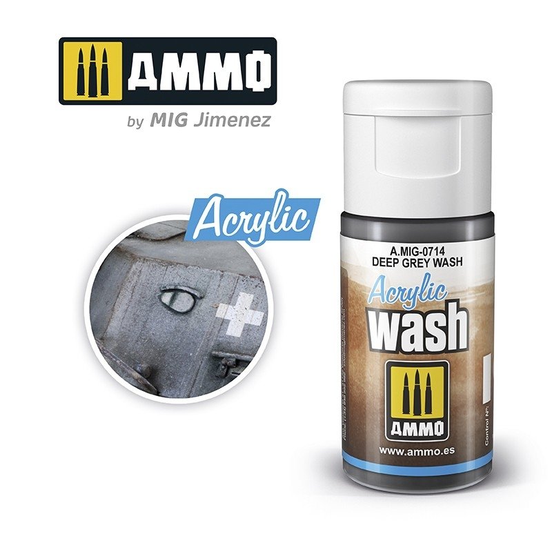 AMMO de Mig Jimenez 0714 LAVAGE ACRYLIQUE Gris foncé 15 ml 