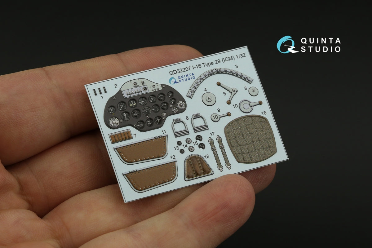 Quinta Studio QD32207 I-16 Type 29 3D-Printed coloured Interior on decal paper (ICM) 1/32 – imagen 9
