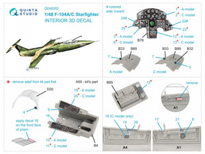 Quinta Studio QD48282 F-104A/С 3D-Printed &amp;amp; coloured Interior on decal paper (Kinetic) 1/48 – zdjęcie 2