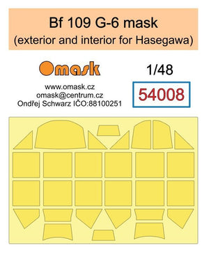 Masque Omask 54008 Bf 109 G-6 (extérieur et intérieur pour Hasegawa) 1/48