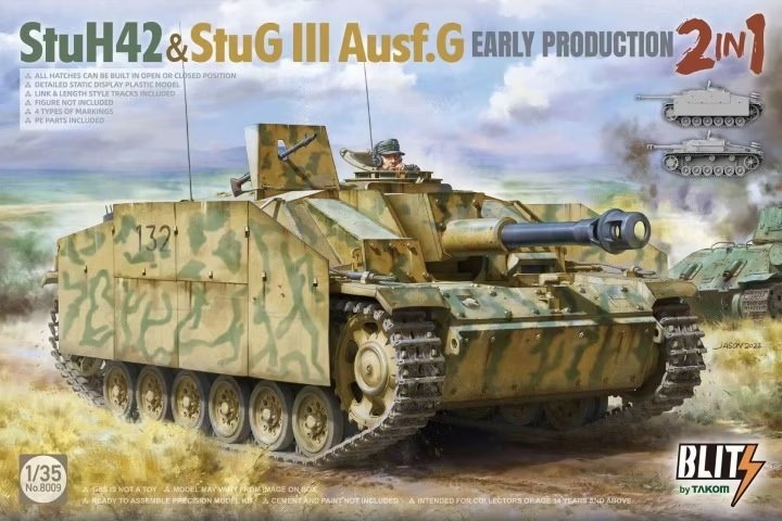 Takom 8009 StuH 42 &amp; StuG III Ausf.G Première production 2 en 1 1/35
