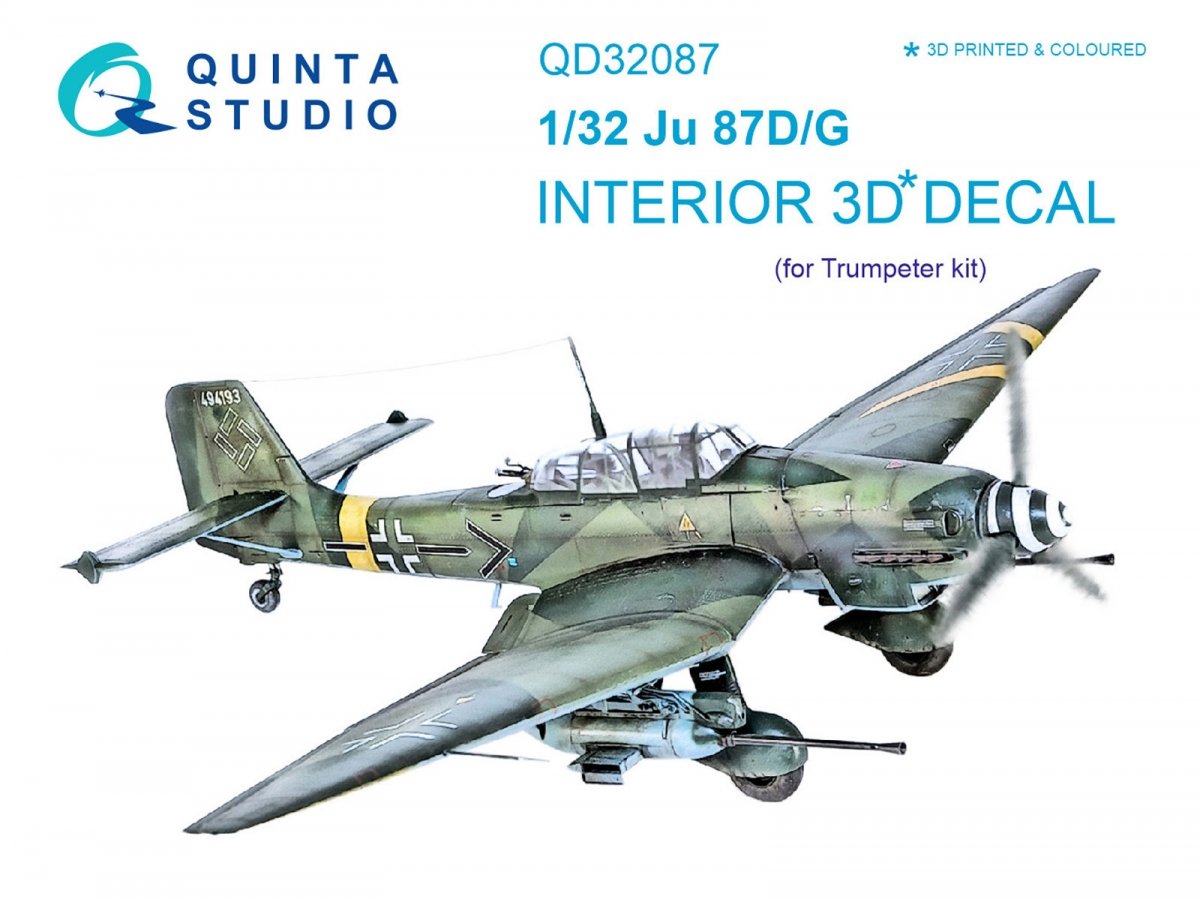 Quinta Studio QD32087 Ju87 D/G 3D-Printed &amp;amp; coloured Interior on decal paper (Trumpeter) 1/32