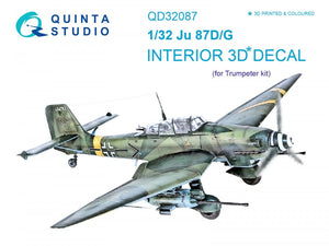 Quinta Studio QD32087 Ju87 D/G 3D-Printed &amp;amp; coloured Interior on decal paper (Trumpeter) 1/32