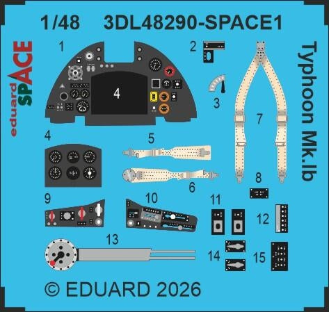 Eduard 3DL48290 Hawker Typhoon Mk.Ib - Space Set Hasegawa and Hobby 2000 Kits 1/48