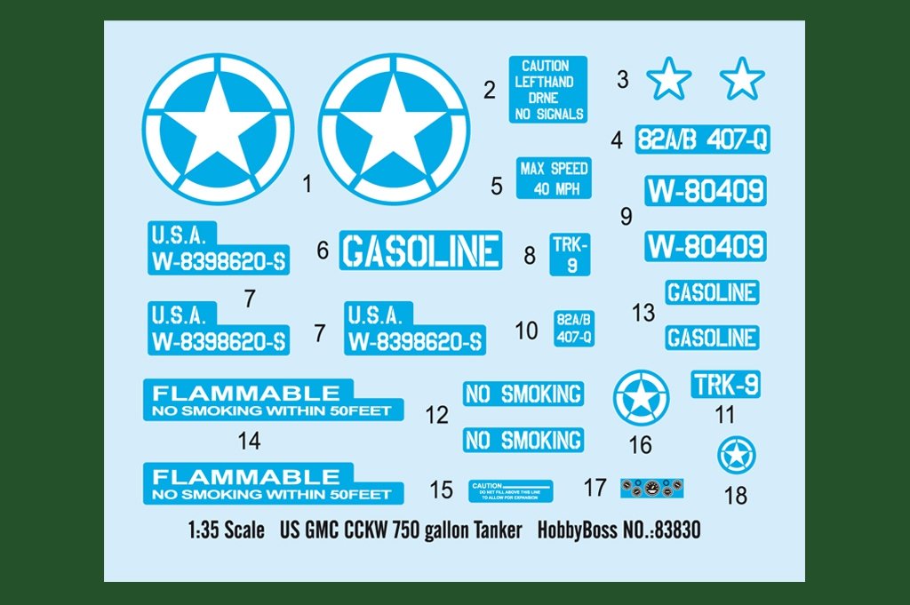 Hobby Boss 83830 US GMC CCKW 750 gallon Tanker 1/35 – immagine 4