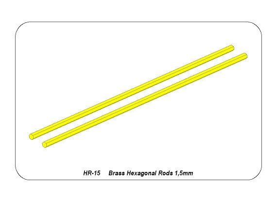 Aber HR-15 Sześciokątne pręty mosiężne 1,5mm długość 245mm / Brass hexagonal rods 1,5mm length 245mm x2 pcs. – imagen 4