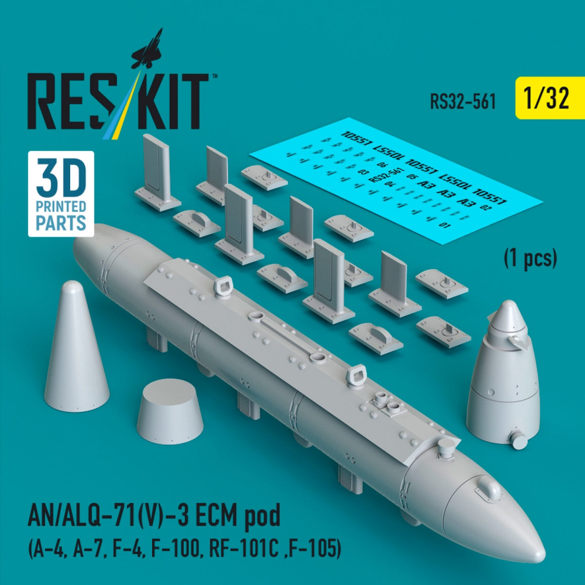 RESKIT RS32-0561 AN/ALQ-71(V)-3 ECM pod (1pcs) (3D Printed) 1/32