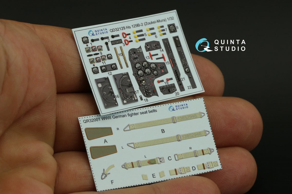 Quinta Studio QD32129 Hs 129B-2 3D-Printed &amp;amp; coloured Interior on decal paper ( Zoukei-Mura ) 1/32 – immagine 10