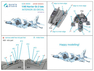 Intérieur imprimé en 3D et coloré sur papier décalcomanie (Kinetic) (Petite version) Quinta Studio QDS-48304 Harrier Gr.3 tardif (Kinetic) (1/48) – image 2