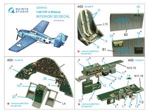 Quinta Studio QD48403 F4F-4 Wildcat 3D-Printed &amp;amp; coloured Interior on decal paper (Eduard) 1/48 – immagine 2