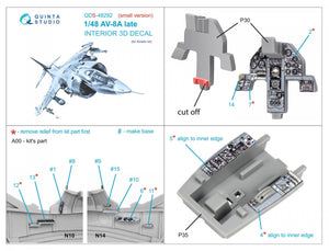 Quinta Studio QDS-48292 AV-8A Late 3D-Printed &amp;amp; coloured Interior on decal paper (Kinetic) (Small version) 1/48 – immagine 2