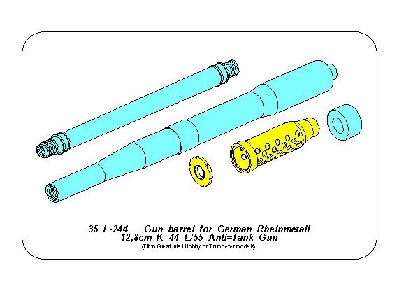 Aber 35L-244 Gun barrel for German Rheinmetall 12.8cm K 44 L/55 Anti-Tank Gun 1/35 – image 3