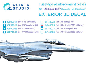 Quinta Studio QP48025 Plaques de renfort bloc 40/42 F-16 (Outil Kinetic 2008) 1/48