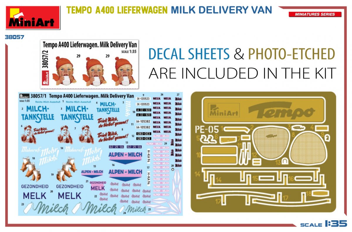MiniArt 38057 TEMPO A400 LIEFERWAGEN. MILK DELIVERY VAN 1/35 – Bild 2