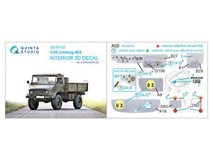 Quinta Studio QD35102 Unimog 404 3D-Printed &amp;amp; coloured Interior on decal paper (ICM) 1/35 – immagine 2
