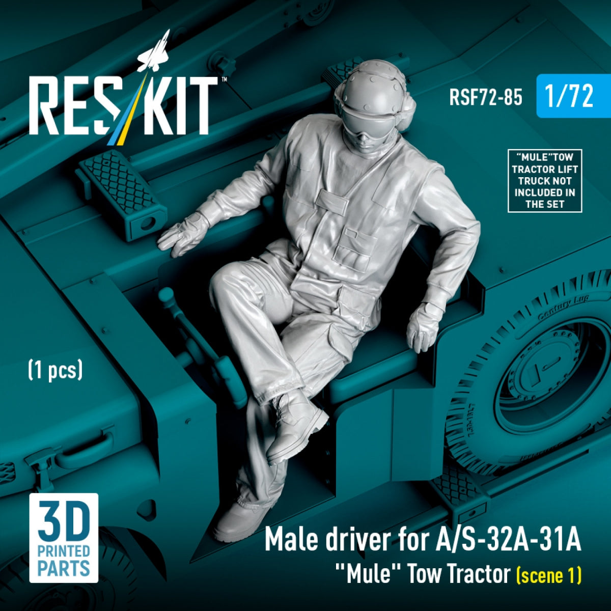 RESKIT RSF72-0085 Male driver for A/S-32A-31A "Mule" Tow Tractor (scene 1) (1 pcs) (3D Printed) 1/72