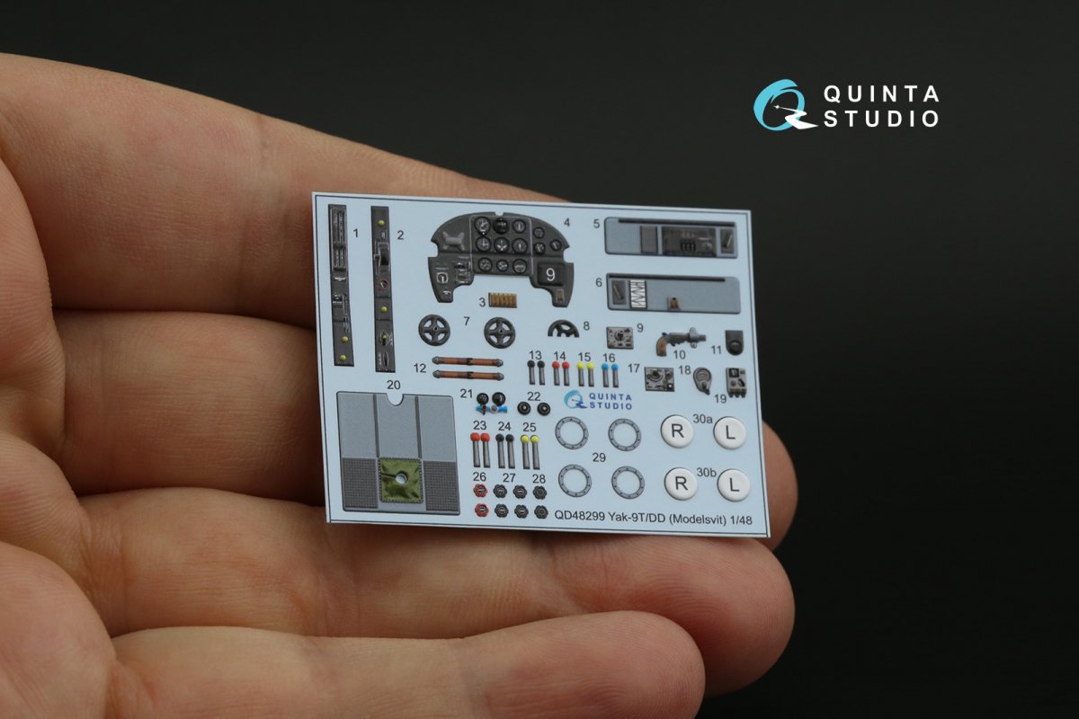 Quinta Studio QD48299 Yak-9T/DD 3D-Printed &amp;amp; coloured Interior on decal paper (Modelsvit) 1/48 – immagine 3